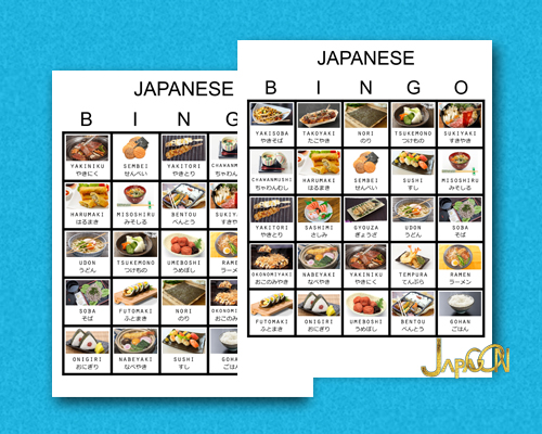 Learning Japanese Dishes Bingo game