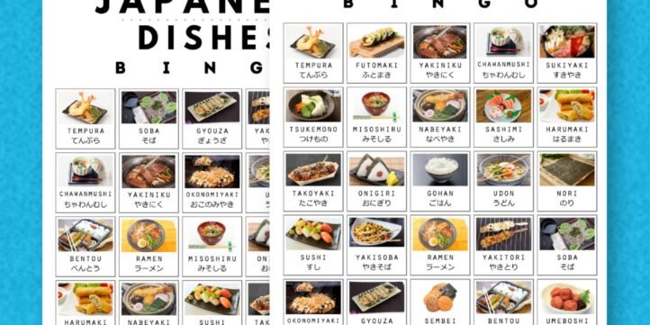 Japanese learning bingo cards - Japanese Dishes- JPG34